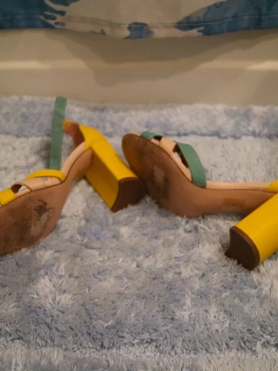 J Crew Stella Heel In Colorblock With Tortoise Buckle Sunwashed Pink - Picture 3 of 5